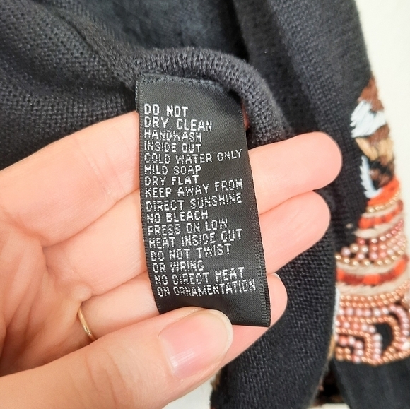 Michael Simon New York Jar Pot Beaded Embroidered Button Down Cardigan L - Picture 9 of 10